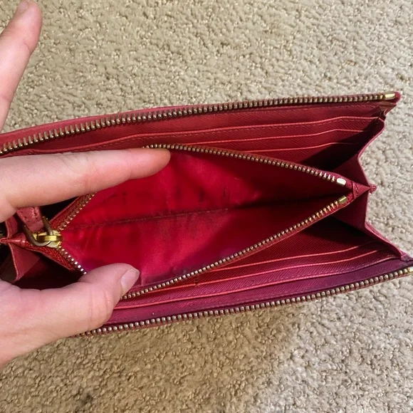 Prada vintage Y2K Saffiano leather checkered long wallet pink gold - Picture 8 of 10